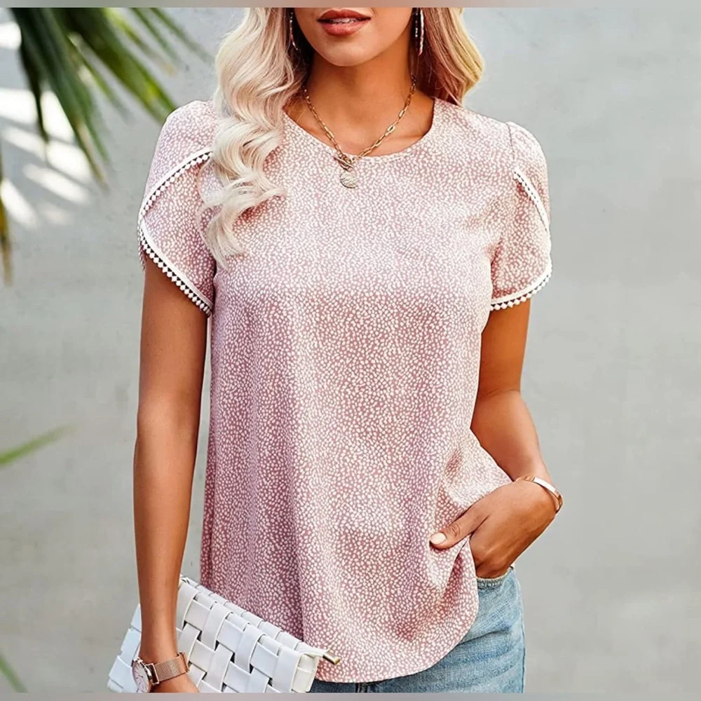 NWT pink Petal Short Sleeve CrewneckT Shirt large - Picture 3 of 3
